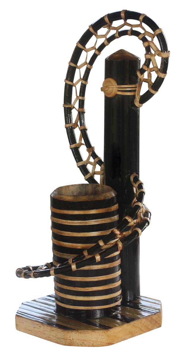 Hand-Crafted Coiled Pen-Stand in Bamboo – 11.5” Pen-Holder in Contrasts of Brown – Unique Desk Essentials / Décor  Buy in Bulk Wholesale
