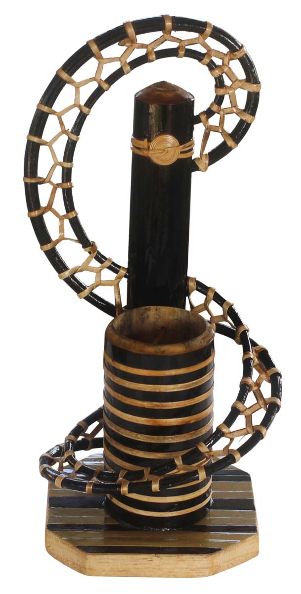 Hand-Crafted Coiled Pen-Stand in Bamboo – 11.5” Pen-Holder in Contrasts of Brown – Unique Desk Essentials / Décor  Buy in Bulk Wholesale