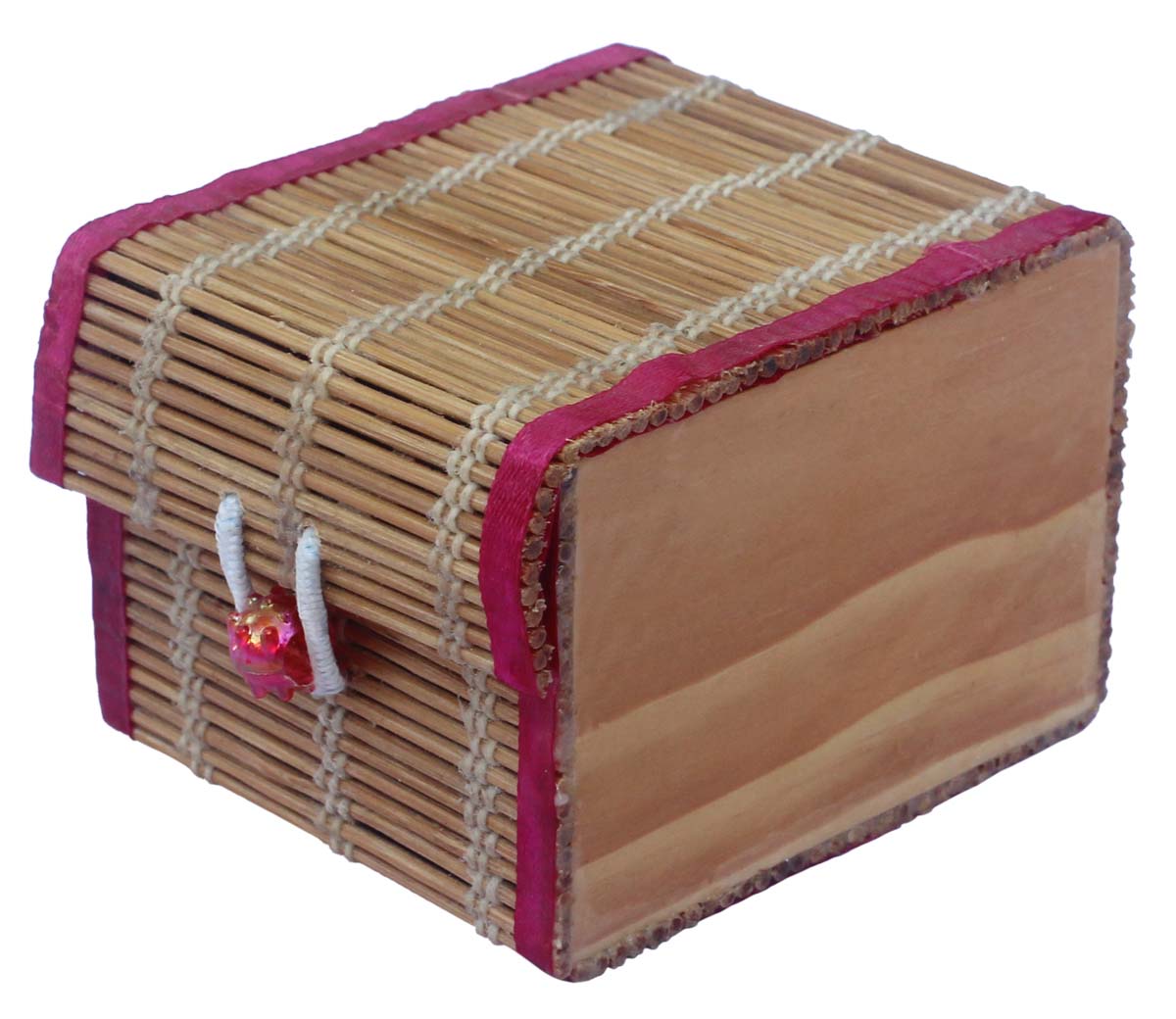 Source Pink & Brown 4x3.5” Jewelry Box in Bulk - Wholesale Handmade Eco-Friendly Jewelry Box/Trinket Box in Bamboo & Wood from India