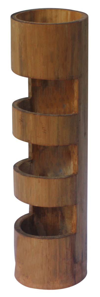 Hand-Crafted Hanging Light-Holder in Bamboo with Slatted Pattern – 12” Long Drop-Light – Home Décor  Buy in Bulk Wholesale