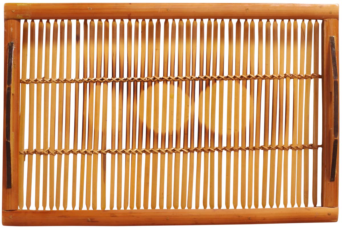 Buy in Bulk Wholesale Decorative Tray - Rectangular Handmade in Bamboo - Circle Motifs - Shades of Brown - Eco-Friendly Centerpieces - Home/Office Decor