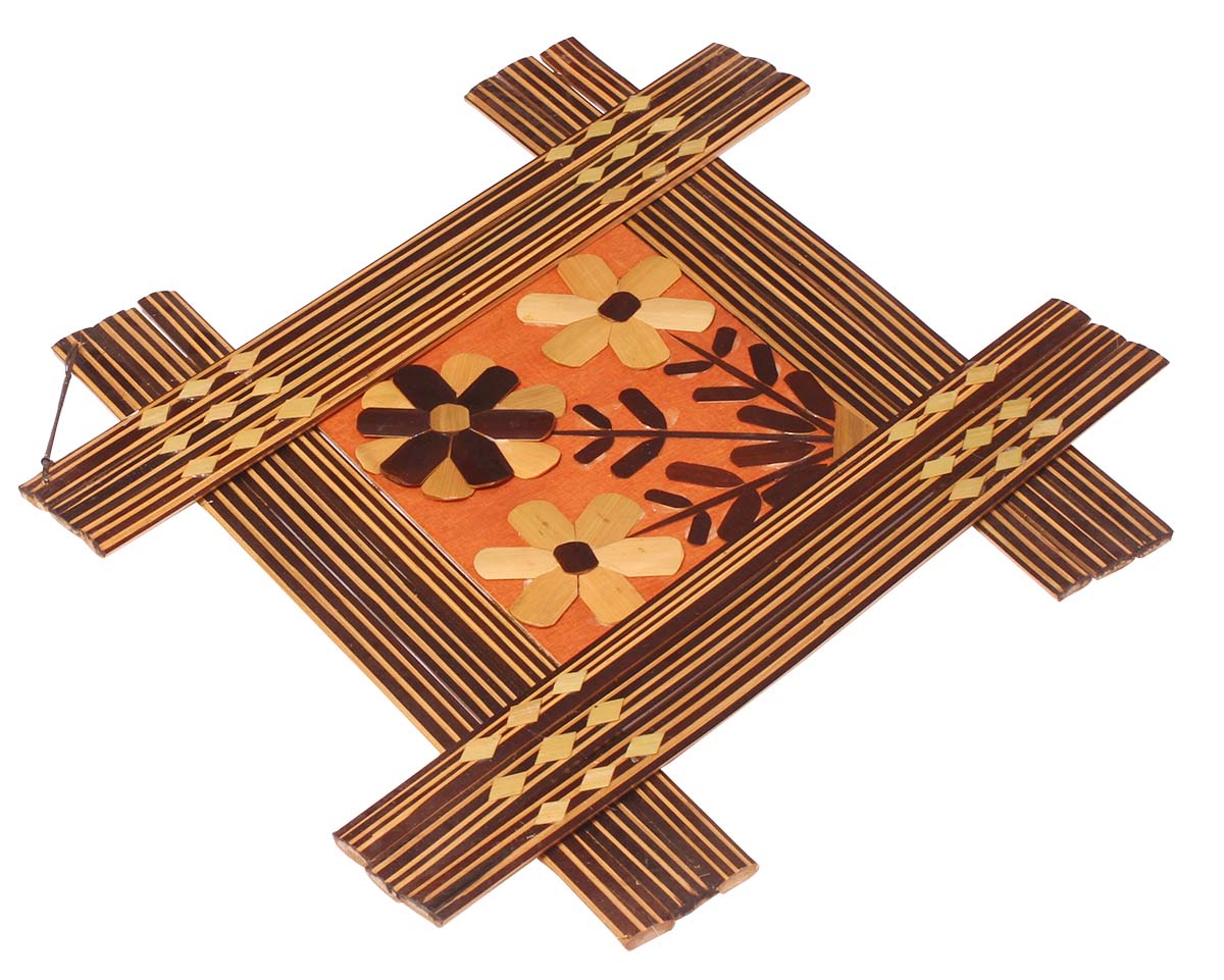 Handmade Wall Hanging in Bamboo – Flower Motifs – Shades of Brown – Wall Decorating Items – Home / Office Décor - Buy in Bulk Wholesale