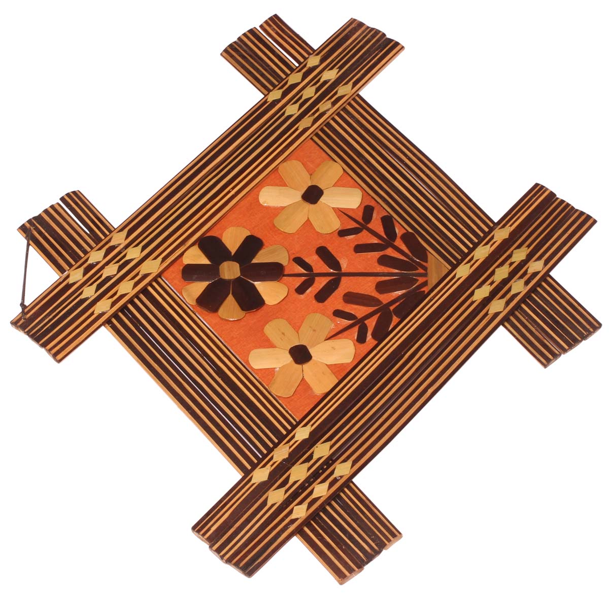 Handmade Wall Hanging in Bamboo – Flower Motifs – Shades of Brown – Wall Decorating Items – Home / Office Décor - Buy in Bulk Wholesale
