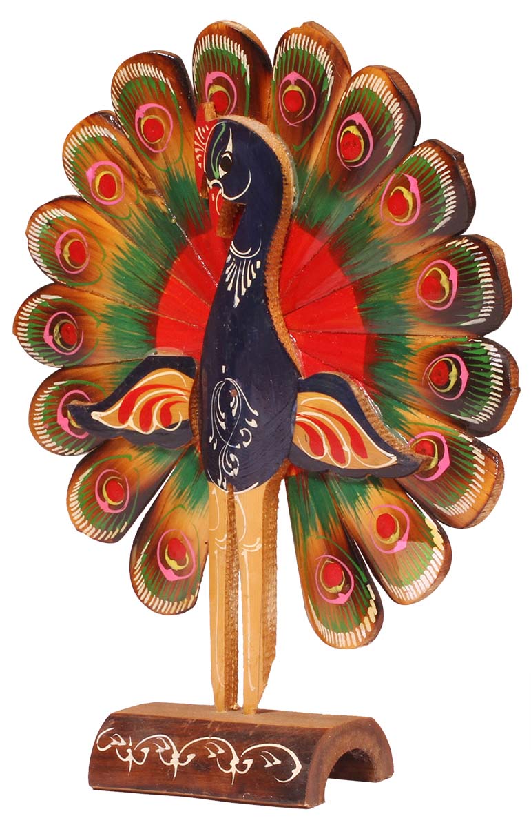 Multicolored Peacock Sculpture / Statue – Handcrafted in Bamboo – Decorative Animal Figurines – Home / Office Décor - Buy in Bulk Wholesale
