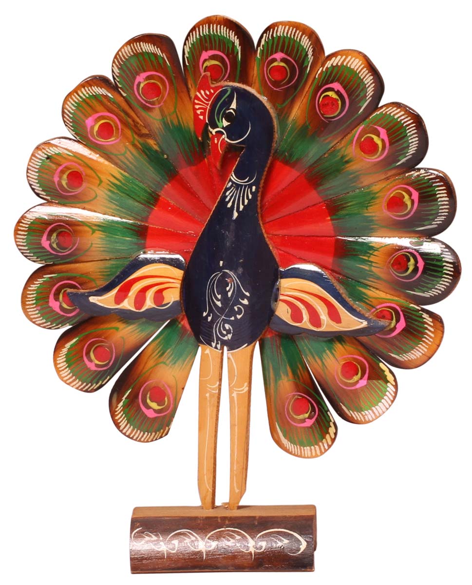 Multicolored Peacock Sculpture / Statue – Handcrafted in Bamboo – Decorative Animal Figurines – Home / Office Décor - Buy in Bulk Wholesale