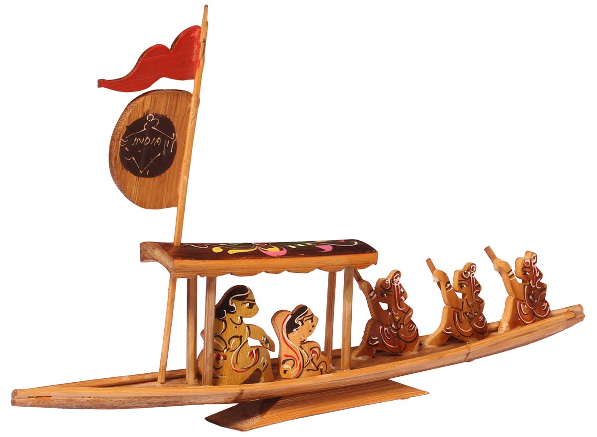 Canoe Decorative Showpiece – Handmade in Bamboo – Unique Bamboo Artifacts & Collectibles – Gifts from India – Home / Office Décor  - Buy in Bulk Wholesale