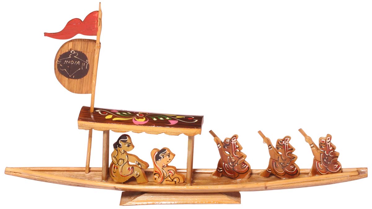 Canoe Decorative Showpiece – Handmade in Bamboo – Unique Bamboo Artifacts & Collectibles – Gifts from India – Home / Office Décor  - Buy in Bulk Wholesale