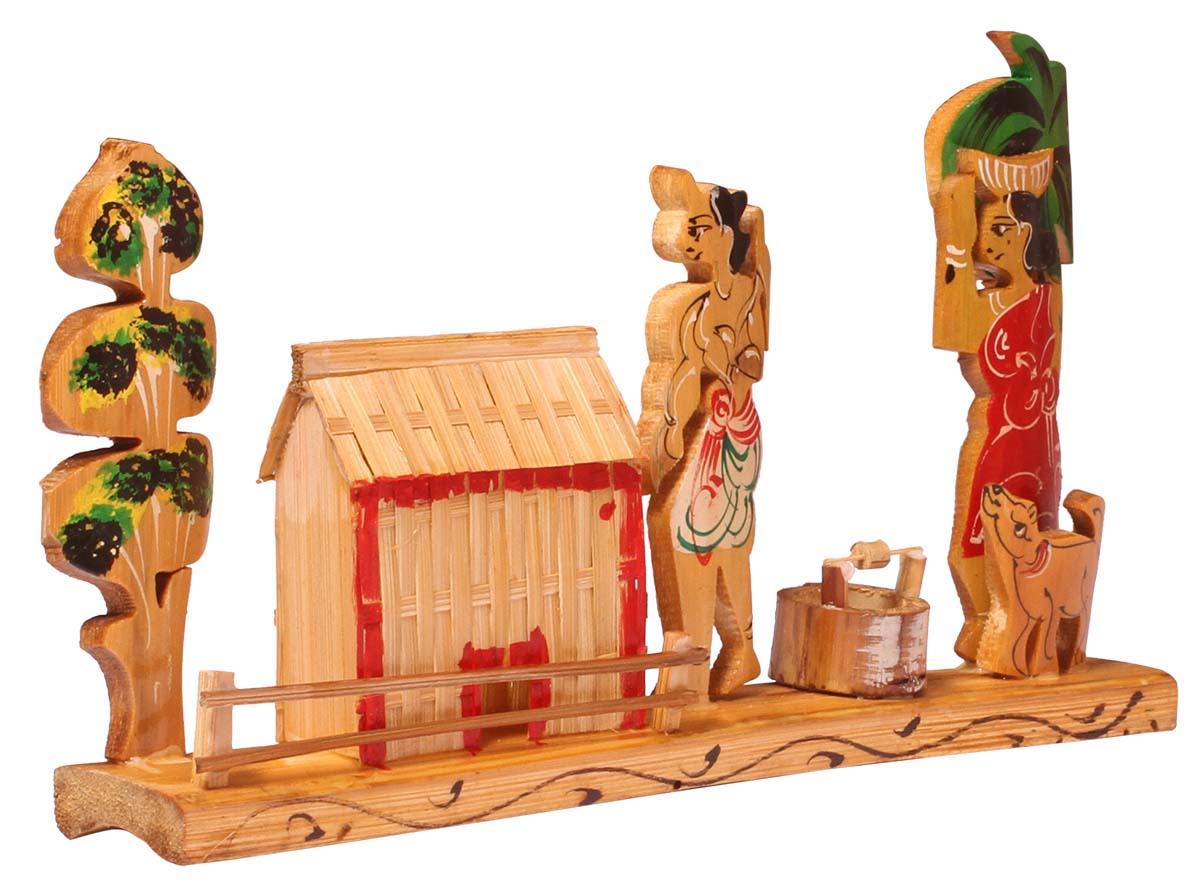 Decorative Showpiece of a Village Scene – Handmade in Bamboo – Rustic-Look Interior Decorating Items – Exclusive Bamboo Craftworks – Home Décor  - Buy in Bulk Wholesale