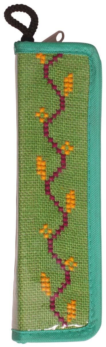Green Pencil Box / Holder – Handmade in Jute – Embroidered Motifs – Stationery Kits & Accessories – Unique Birthday Gifts for Children & Kids  - Buy in Bulk Wholesale