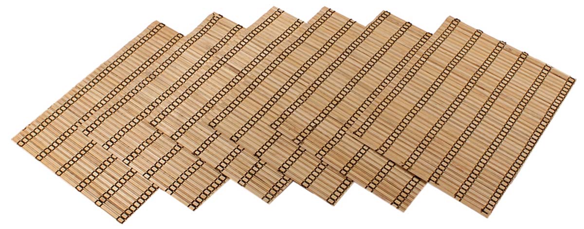 Set of 6 Placemats / Tablemats – Beige & Green – Handmade in Bamboo & Thread – Eco-Friendly Dining Table Accessories – Home & Kitchen - Buy in Bulk Wholesale