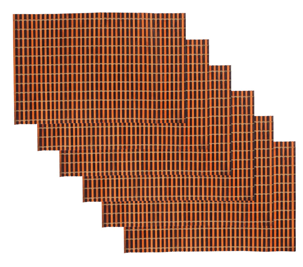 Set of 6 Placemats / Tablemats – Brown & Orange – Handmade in Bamboo & Thread – Eco-Friendly Dining Table Accessories – Home & Kitchen - Buy in Bulk Wholesale