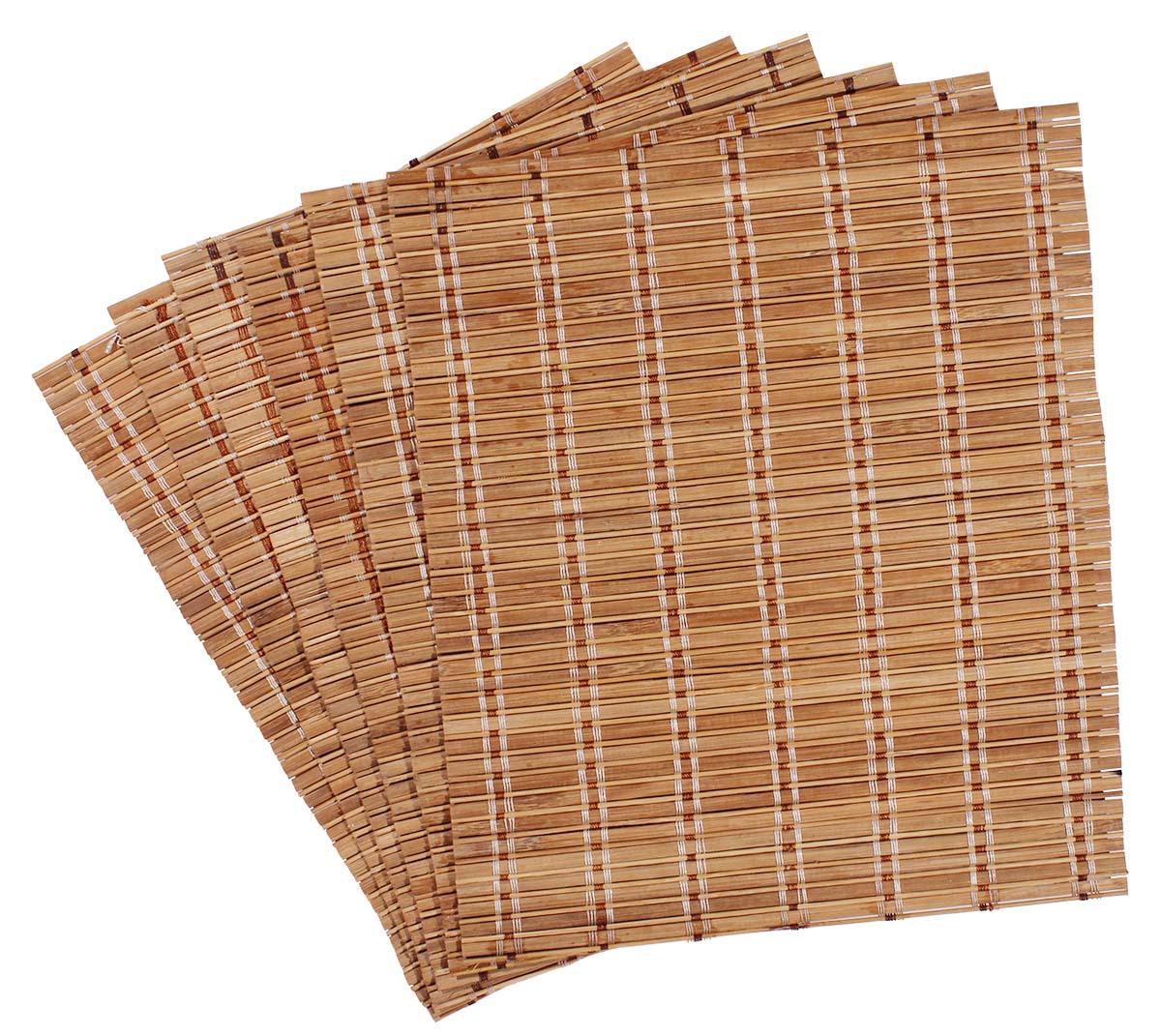 Set of 6 Placemats – Handmade in Bamboo & Thread – Beige, White & Brown – Eco-Friendly – Unique Tablemats – Dining Table / Kitchen Accessories – Home Décor  - Buy in Bulk Wholesale