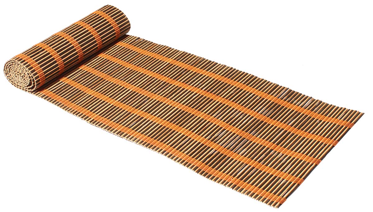 Table Runner – Beige, Black & Orange Color – Handmade in Bamboo & Thread – Eco-Friendly Dining Table Accessories – Dining Tablescape / Décor – Home & Kitchen  - Buy in Bulk Wholesale
