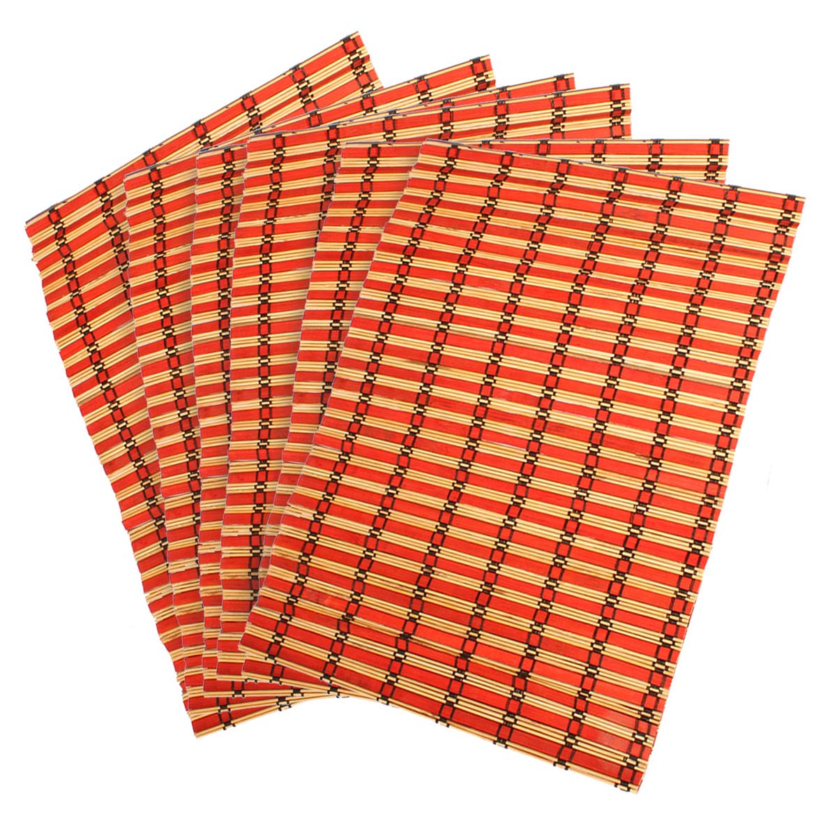 Set of 6 Placemats / Tablemats – Red & Black – Handmade in Bamboo & Thread – Dining Table Accessories – Home Décor – Eco-Friendly Gifts from India - Buy in Bulk Wholesale