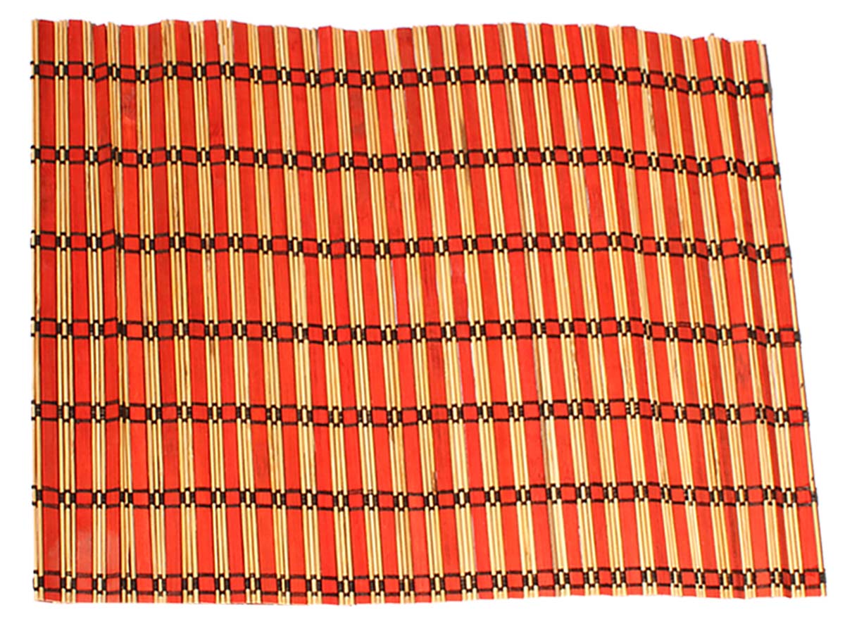 Set of 6 Placemats / Tablemats – Red & Black – Handmade in Bamboo & Thread – Dining Table Accessories – Home Décor – Eco-Friendly Gifts from India - Buy in Bulk Wholesale