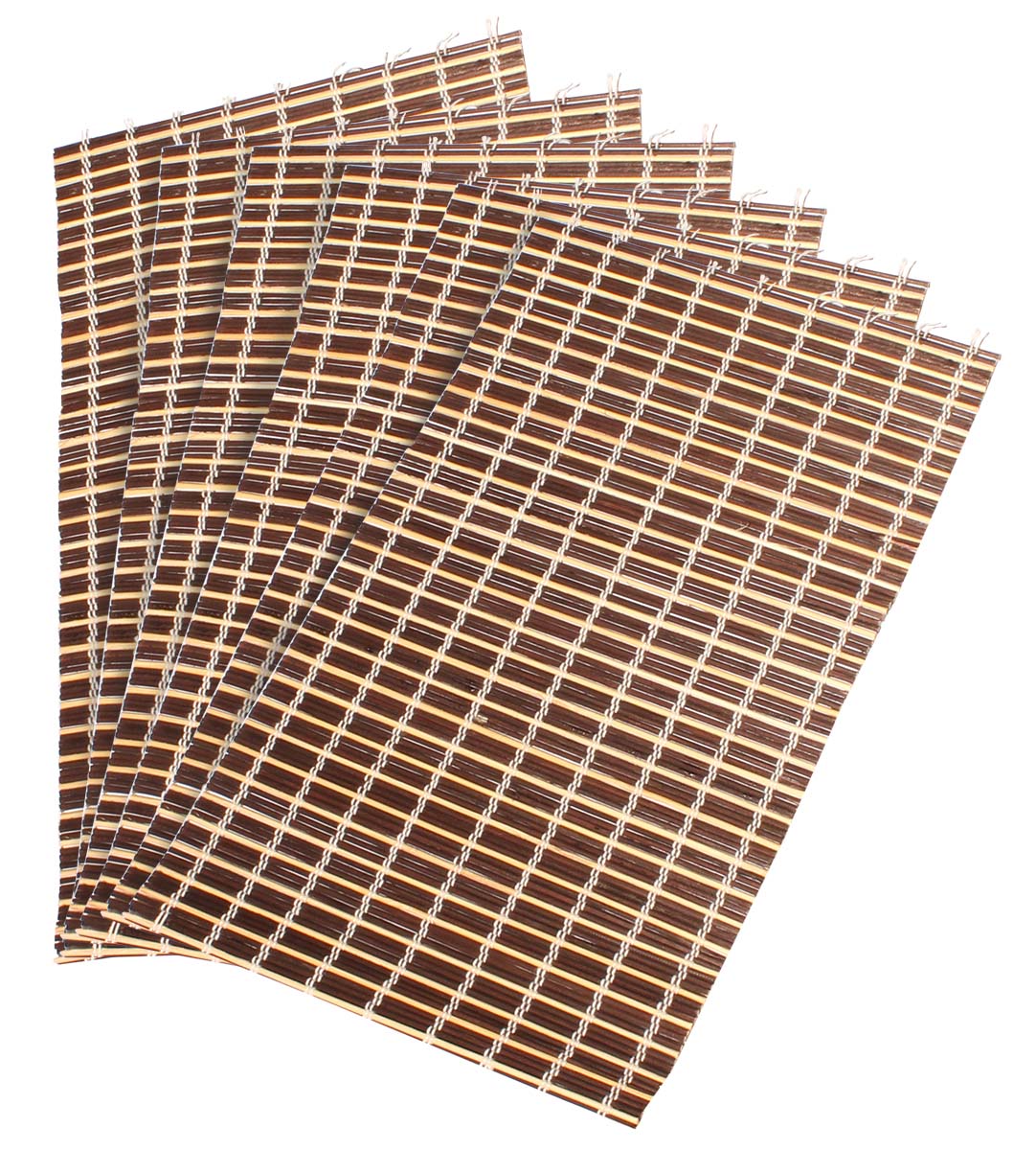 Set of 6 Tablemats – Brown, Beige & White – Handmade in Bamboo & Thread – Eco-Friendly Placemats – Dining Table Accessories / Essentials – Home & Kitchen - Buy in Bulk Wholesale