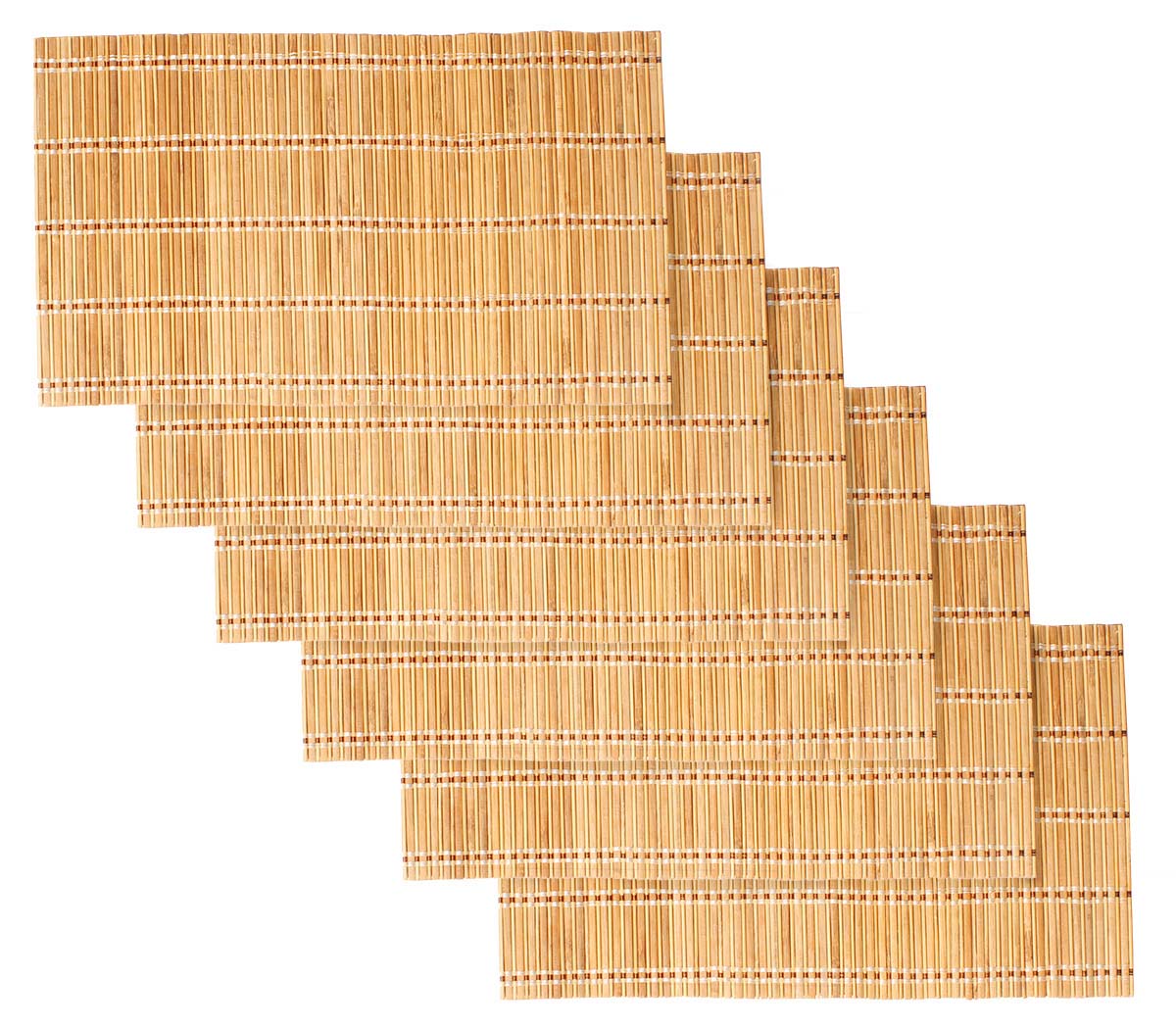 Set of 6 Tablemats / Placemats – Light Brown – Hand-Woven Bamboo Sticks & Threads – Eco-Friendly Kitchen Accessories – Dining Tablescape / Setting – Home Décor    - Buy in Bulk Wholesale