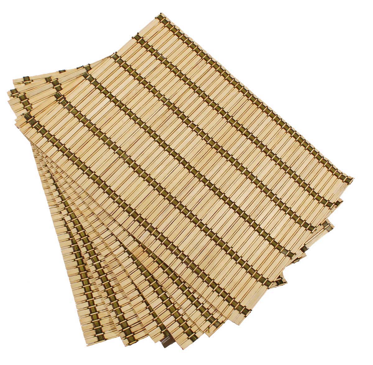 Set of 6 Tablemats / Placemats – Beige & Green – Hand-Woven Bamboo Sticks & Threads – Eco-Friendly Kitchen Accessories – Dining Tablescape / Setting – Home Décor    - Buy in Bulk Wholesale
