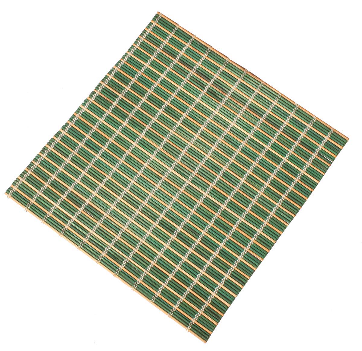 Set of 6 Placemats – Square-Shaped – Green Color – Hand-Woven Bamboo Sticks & Threads – Eco-Friendly – Unique Tablemats – Dining Table Accessories / Décor - Buy in Bulk Wholesale