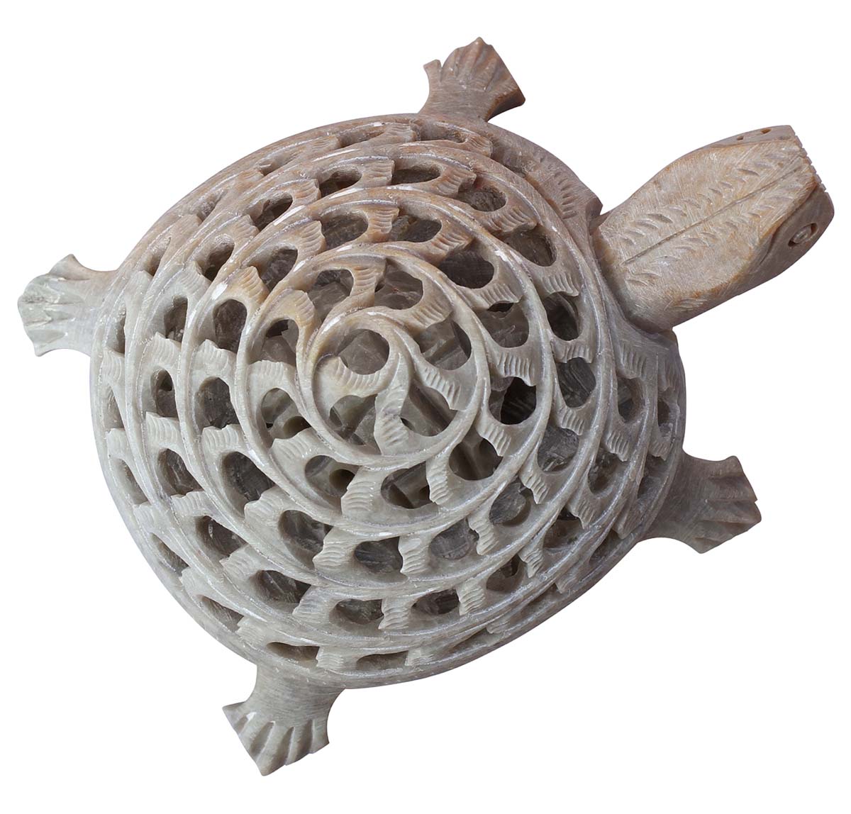 Wholesale Tortoise Figurine/Statue - Buy in Bulk Handmade 3” Soapstone Open-Work Art Turtle Sculpture with Baby Turtle Inside - Good Luck Sculptures - Home & Office Decor