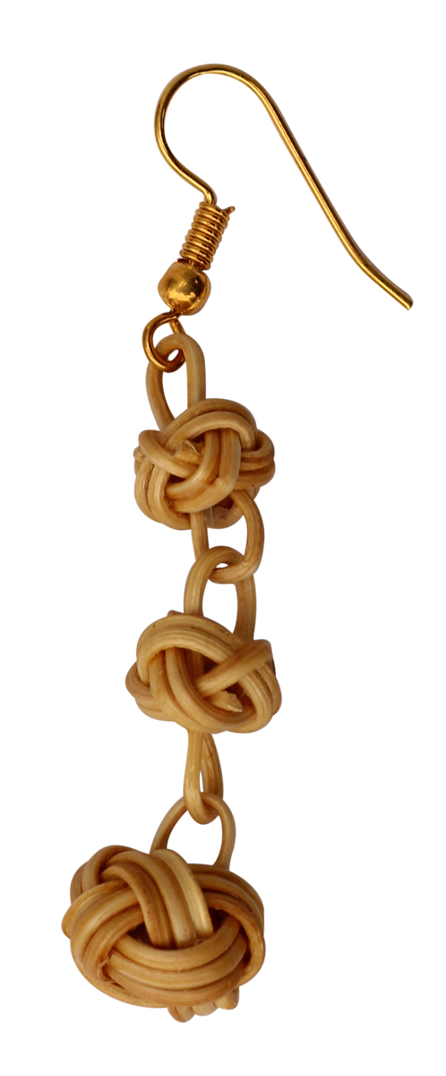 2.1” Knot Earrings in Bamboo-Cane - Handmade Drop Earrings with Hook - Artistic Fashion Accessories for Women - Buy in Bulk Wholesale