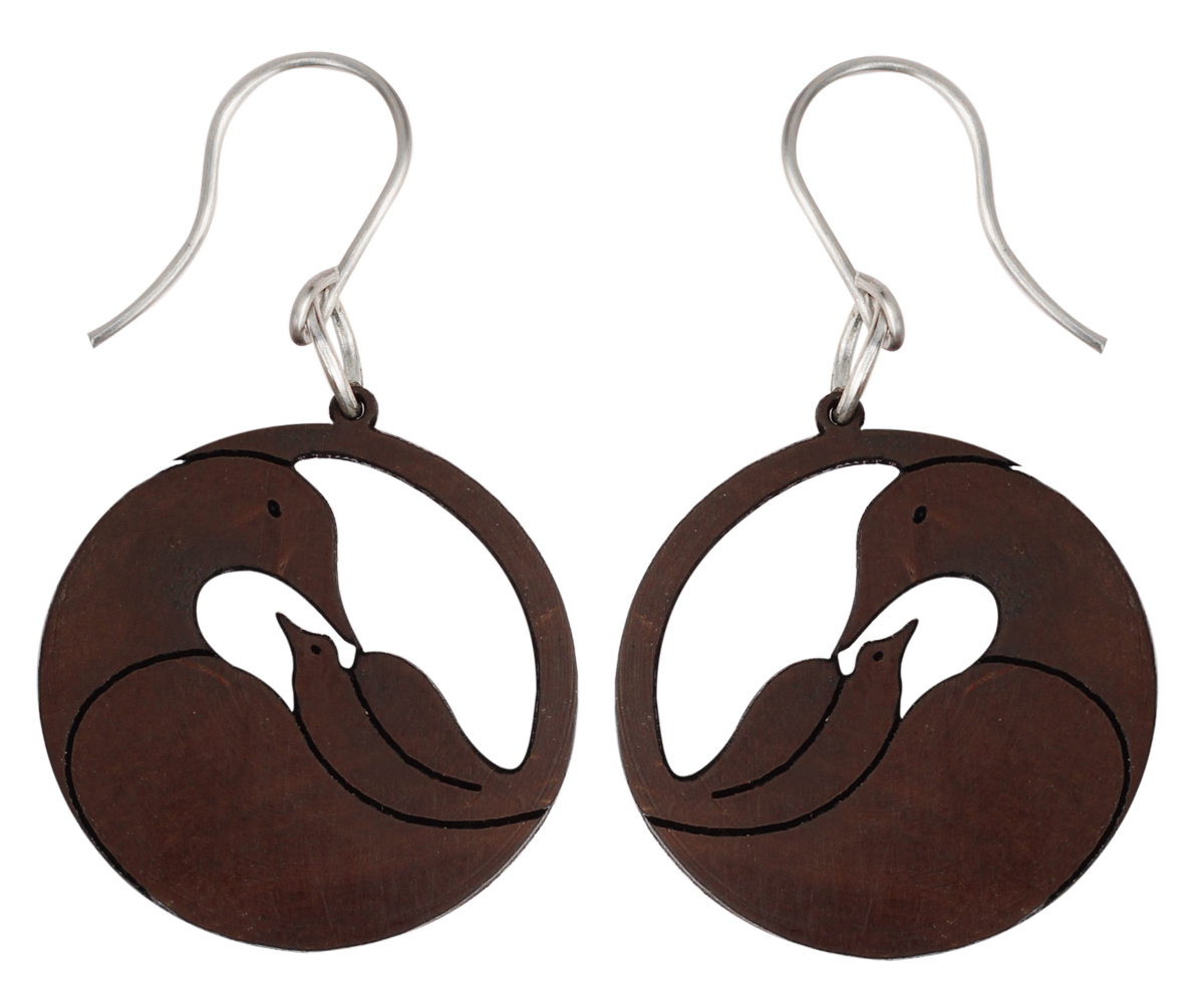 Dove Pendant Necklace with Drop Earrings - Dark-Brown - Hand-Crafted in Coconut Shell - Women Fashion Accessories - Buy in Bulk Wholesale
