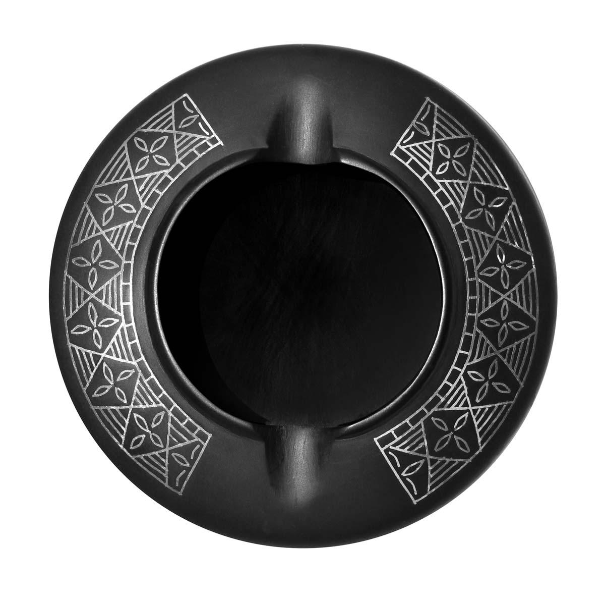 Buy in Bulk Wholesale 3.7" Round Handmade Ashtray featuring Bidri Art - Vintage look Black Metal with Silver Wire Work - Smoke Ash Catcher with 2 Cigarette Slots