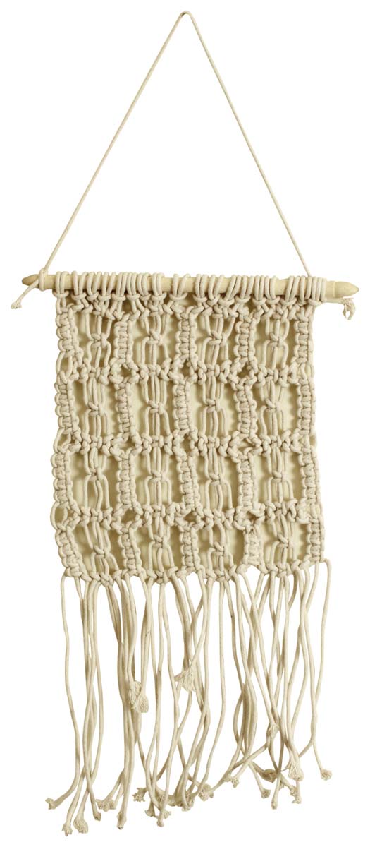 Bulk Wholesale Hand-knotted - White - Cotton and Wood - Wall-Hanging - Decorative Show-piece from India - Home Decor