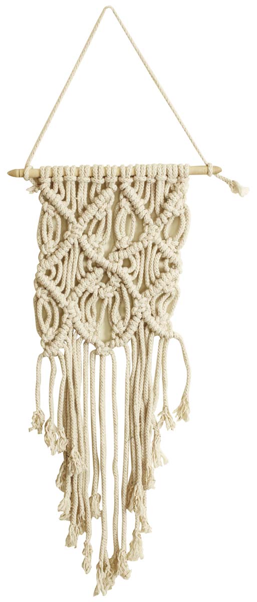 Bulk Wholesale Hand-knotted - White - Cotton and Wood - Wall-Hanging - Decorative Show-piece from India - Home Decor