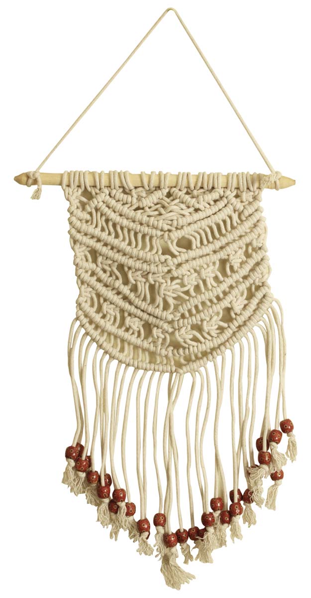 Bulk Wholesale Hand-knotted - White - Cotton  Wood and Beads - Wall-Hanging - Decorative Show-piece from India - Home Decor