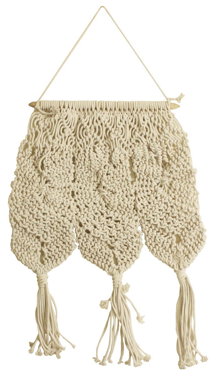 Bulk Wholesale Hand-knotted - White - Cotton and Wood - Wall-Hanging - Decorative Show-piece from India - Home Decor