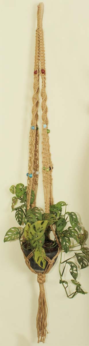 Bulk Wholesale Hand-knotted - Brown -Jute - Pot Holder with Beads - Decorative Show-piece from India - Home Decor