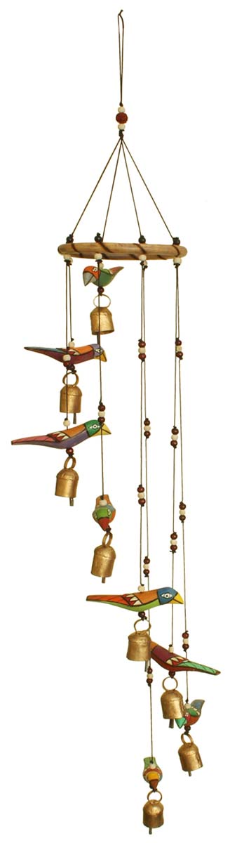 Bulk Wholesale Hand-crafted Bird Hanging Bell/ Wind Chime - Bamboo and Metal -Traditional Indian Hanging Decor 