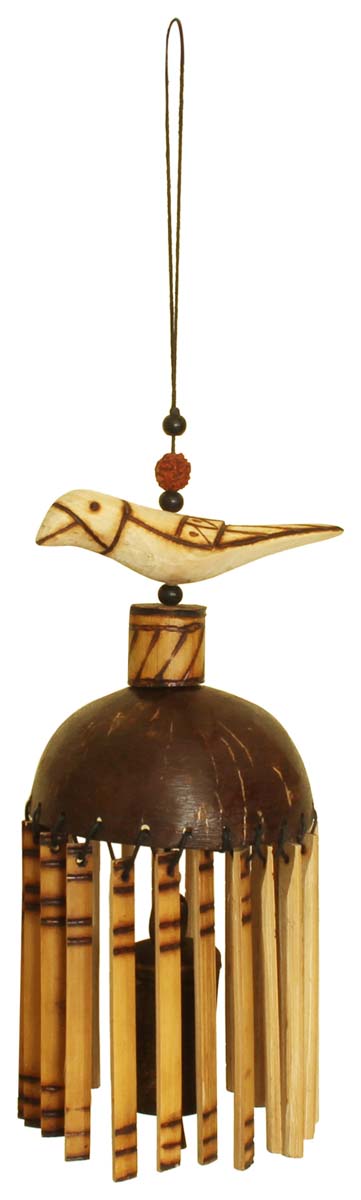 Bulk Wholesale Hand-crafted - Bamboo and Metal - White Bird Hanging Bell - Home Decor  
