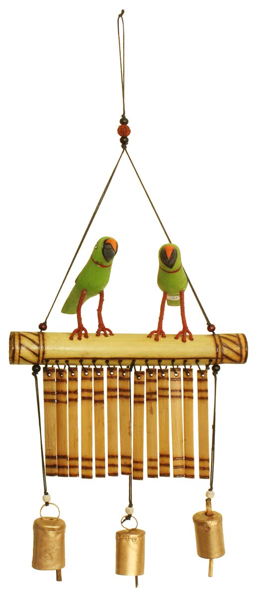Bulk Wholesale Hand-crafted Bamboo and Metal - Bird Hanging Bell - Decorative Show-piece from India
