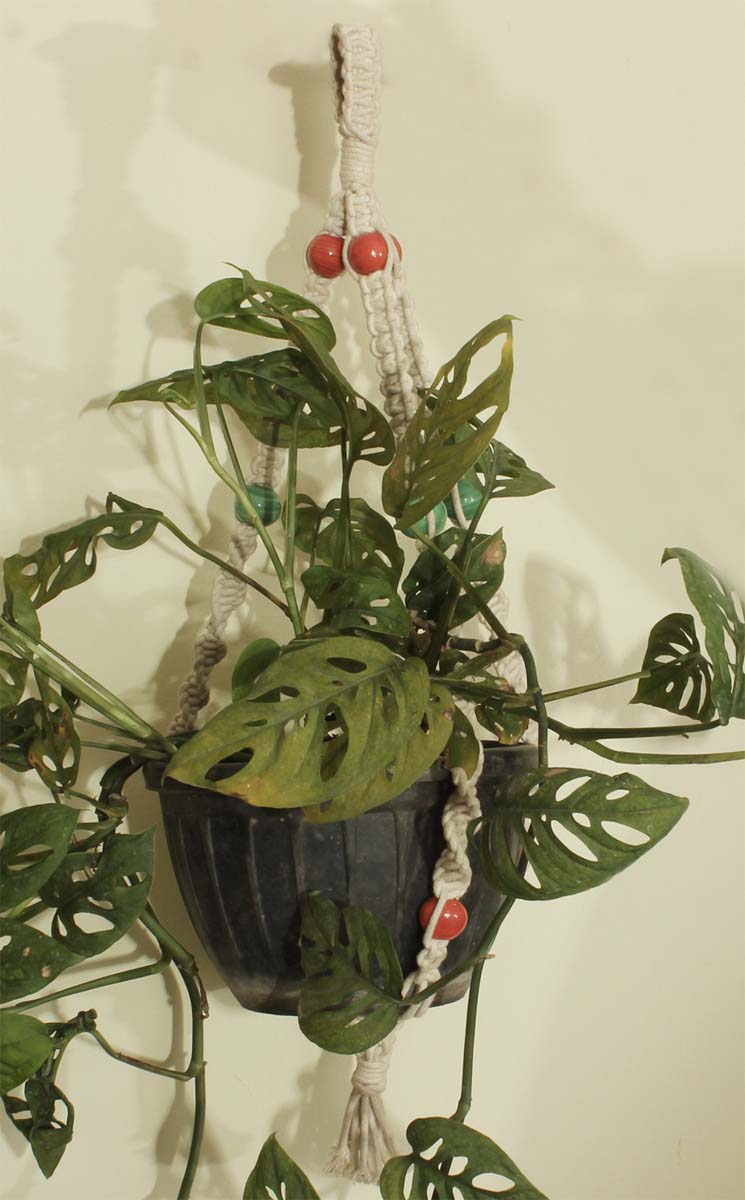 Bulk Wholesale Hand-woven Cotton - White with Red and Green Beads - Pot Holder - Decorative Piece from India - Home Decor