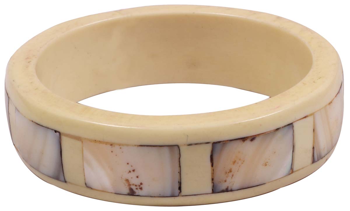 Bangle Bracelet 2.5” - Resin & Mother Of Pearl Smooth Rounded - Women Fashion Jewelry & Accessories - Buy in Bulk Wholesale