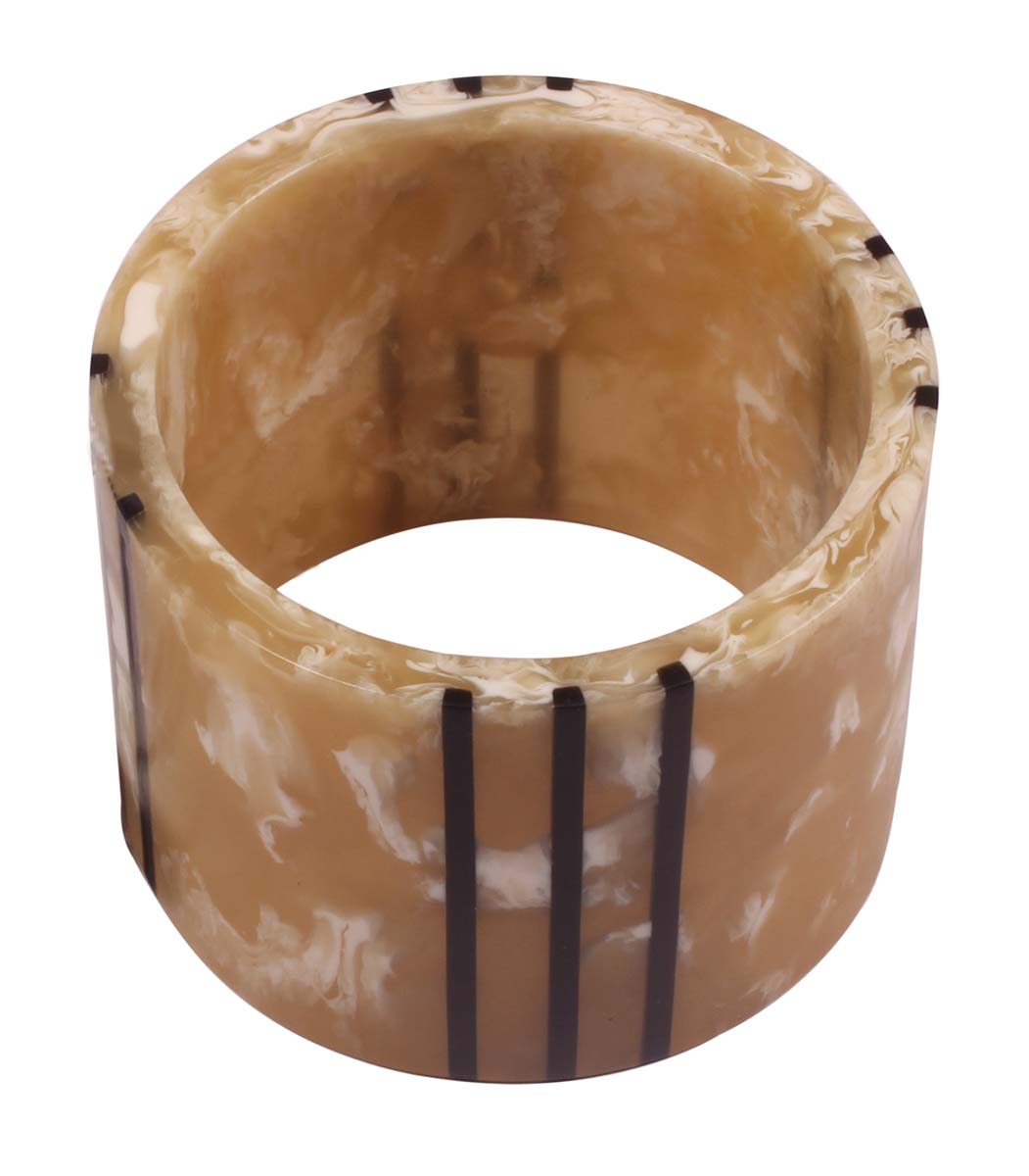 Bangle Bracelet 2.5” - Resin Wide Smooth & Rounded Bangle - Tonal Brown & Black Lines - Women Fashion Jewelry & Accessories - Buy in Bulk Wholesale