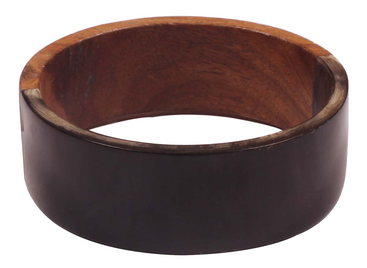 Bangle Bracelet 2.5” - Wood & Horn - Smooth Rounded Bangle - Chocolate & Coffee Brown Color - Women Fashion Jewelry & Accessories - Buy in Bulk Wholesale