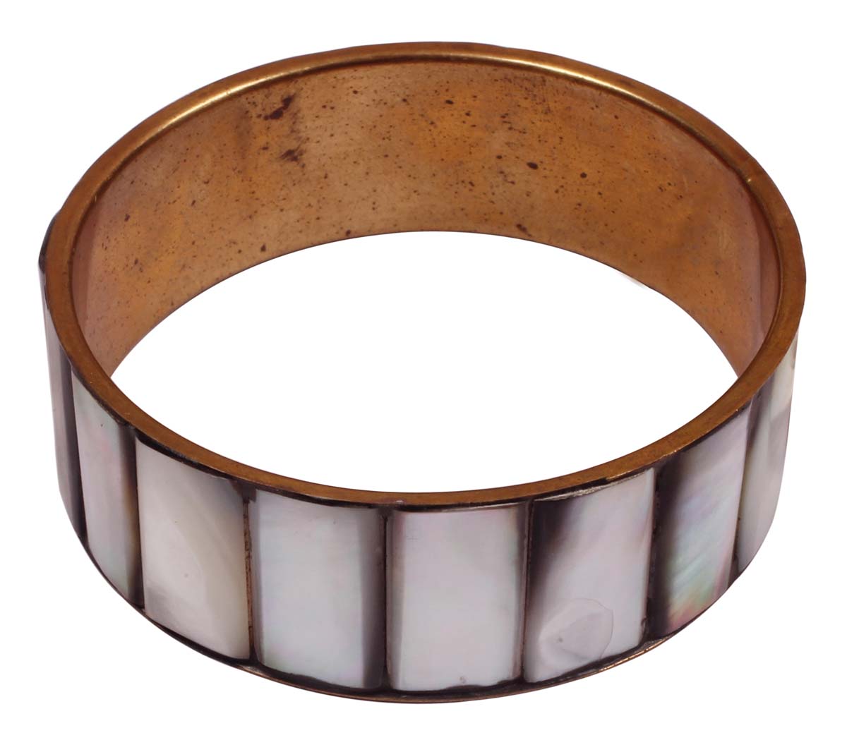 Round Brass & Mother Of Pearl Bangle in Bulk – Wholesale Round Golden-Tone Bangle - Stylish Women Fashion Jewelry & Accessories