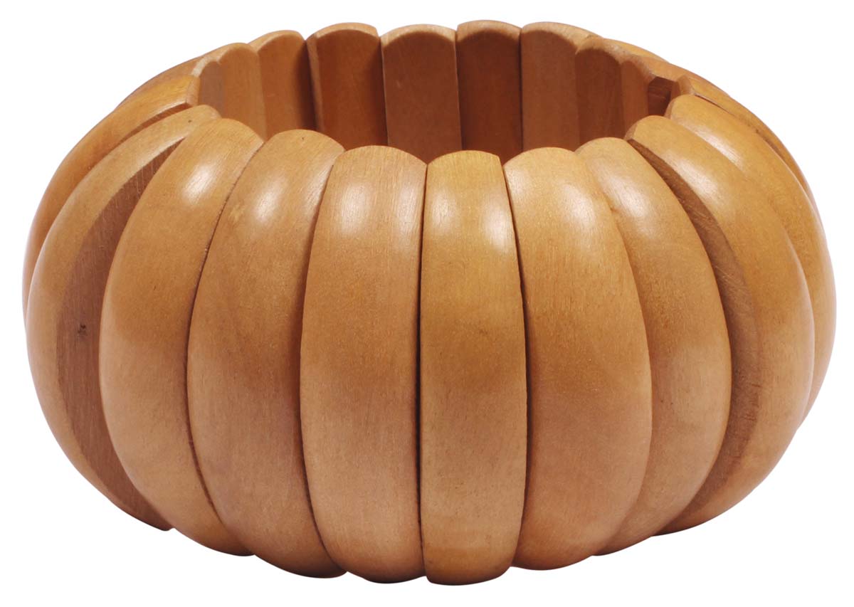 Expandable Wood Beads Bracelet - Natural Brown Wide Stretch Bracelet - Women Fashion Jewelry & Accessories - Buy in Bulk Wholesale