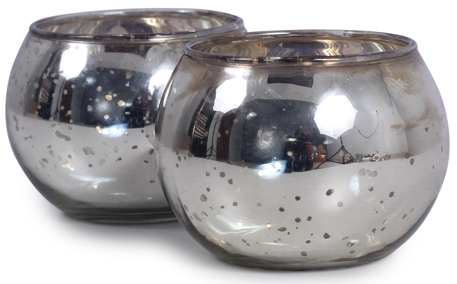 ArtistryBazaar 3.4"WX2.5"H Mercury  Bubble-with Distressed Foil handmade Glass Mosaic work set of 2 tealight lamp candle holder  for living room home outdoor decoration