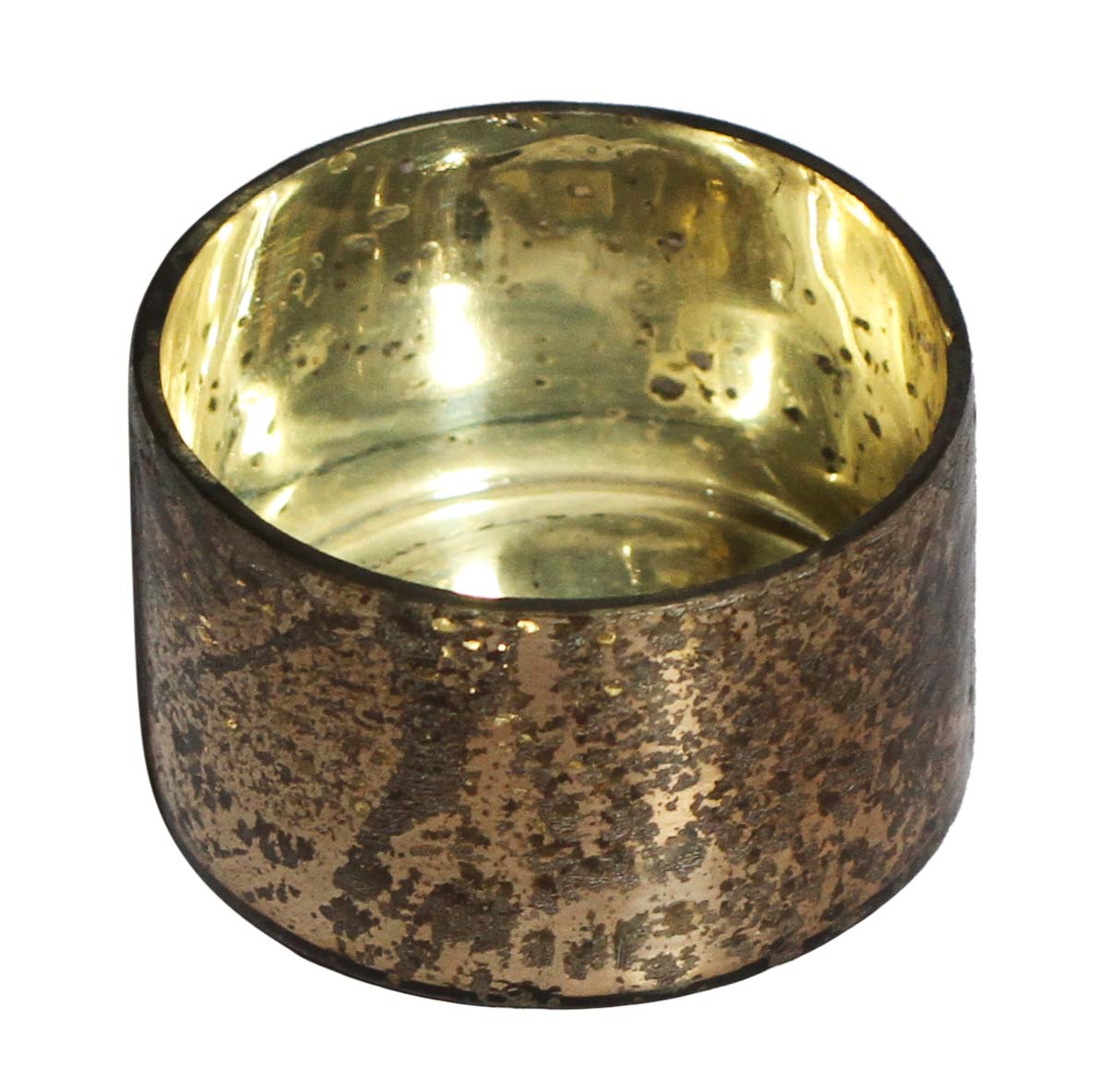 Bulk Wholesale Handmade Glass Tea-Light Holder / Candle Holder in Black & Metallic Golden with Mercerized Effect – Home Décor from India