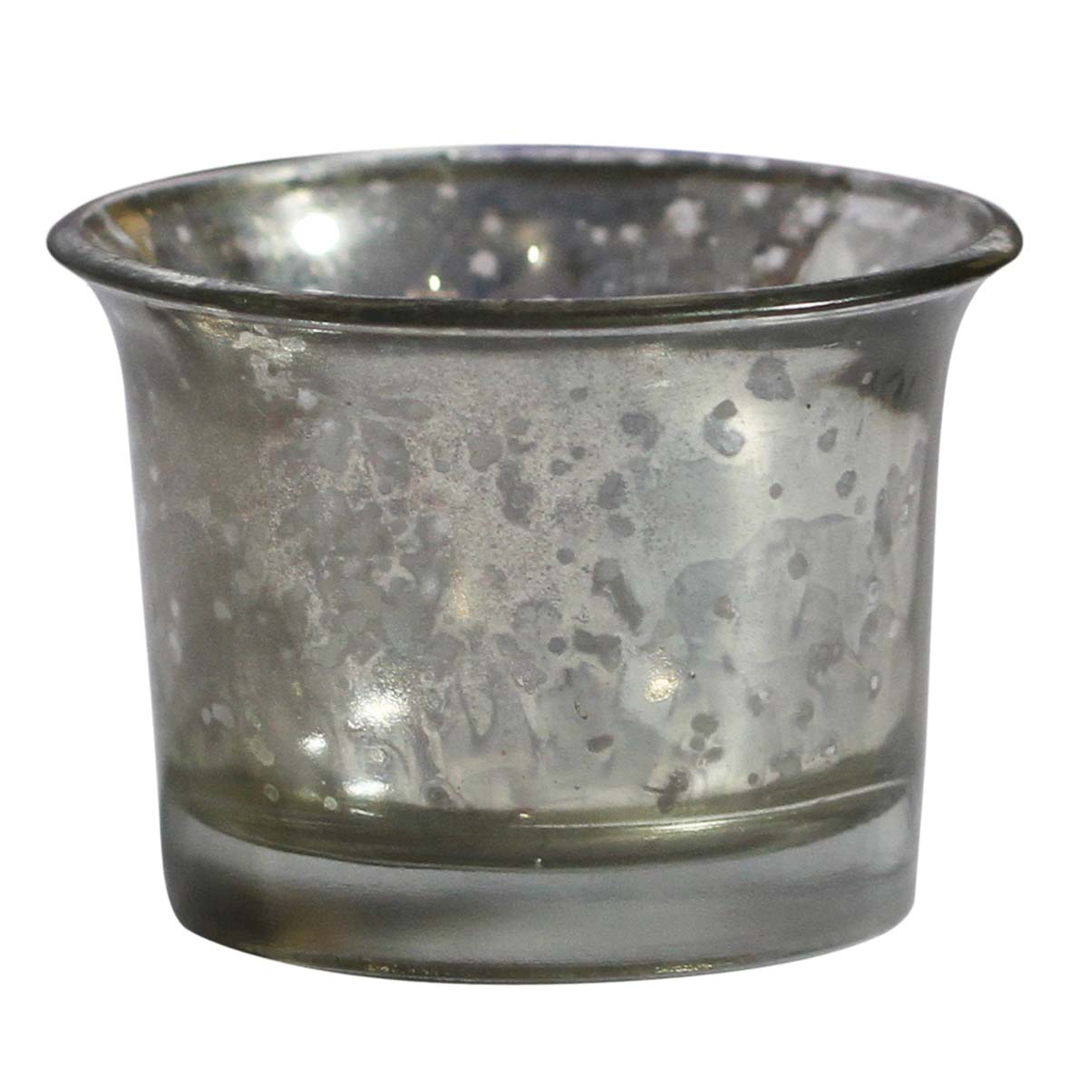 Bulk Wholesale Handmade Glass Tea-Light Holder / Candle Holder in Silver with Mercerized Effect – Home Décor from India