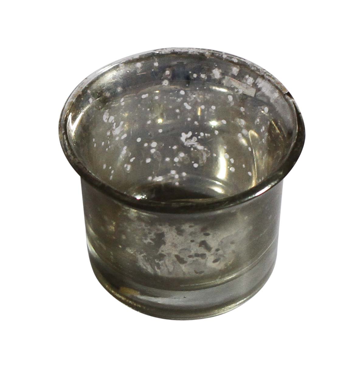 Bulk Wholesale Handmade Glass Tea-Light Holder / Candle Holder in Silver with Mercerized Effect – Home Décor from India