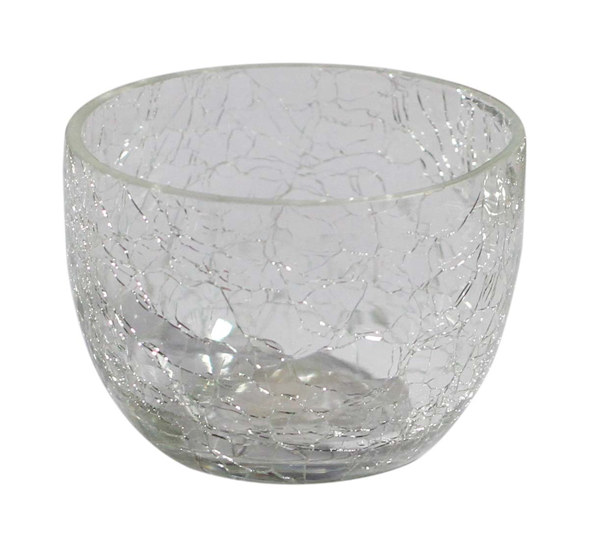 Bulk Wholesale Handmade Transparent Glass Tea-Light Holder / Candle Holder with Crackled Effect – Antique-Look Décor from India