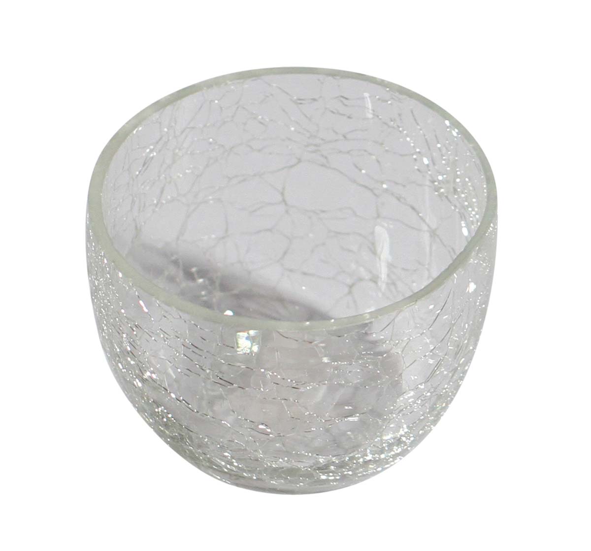 Bulk Wholesale Handmade Transparent Glass Tea-Light Holder / Candle Holder with Crackled Effect – Antique-Look Décor from India