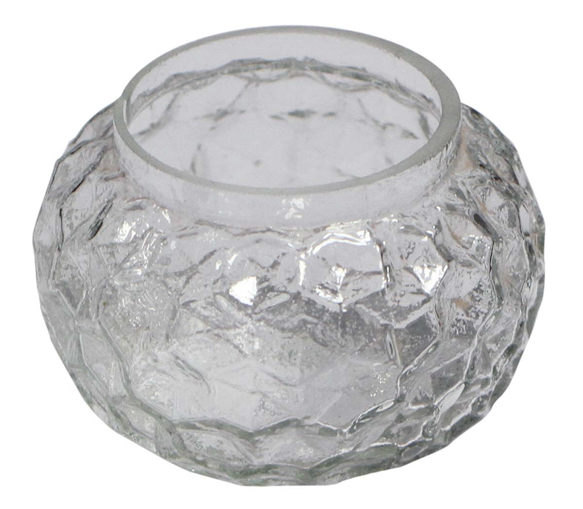 Bulk Wholesale Handmade Transparent Glass Tea-Light Holder / Candle Holder with Crystallized Effect – Antique-Look Décor from India