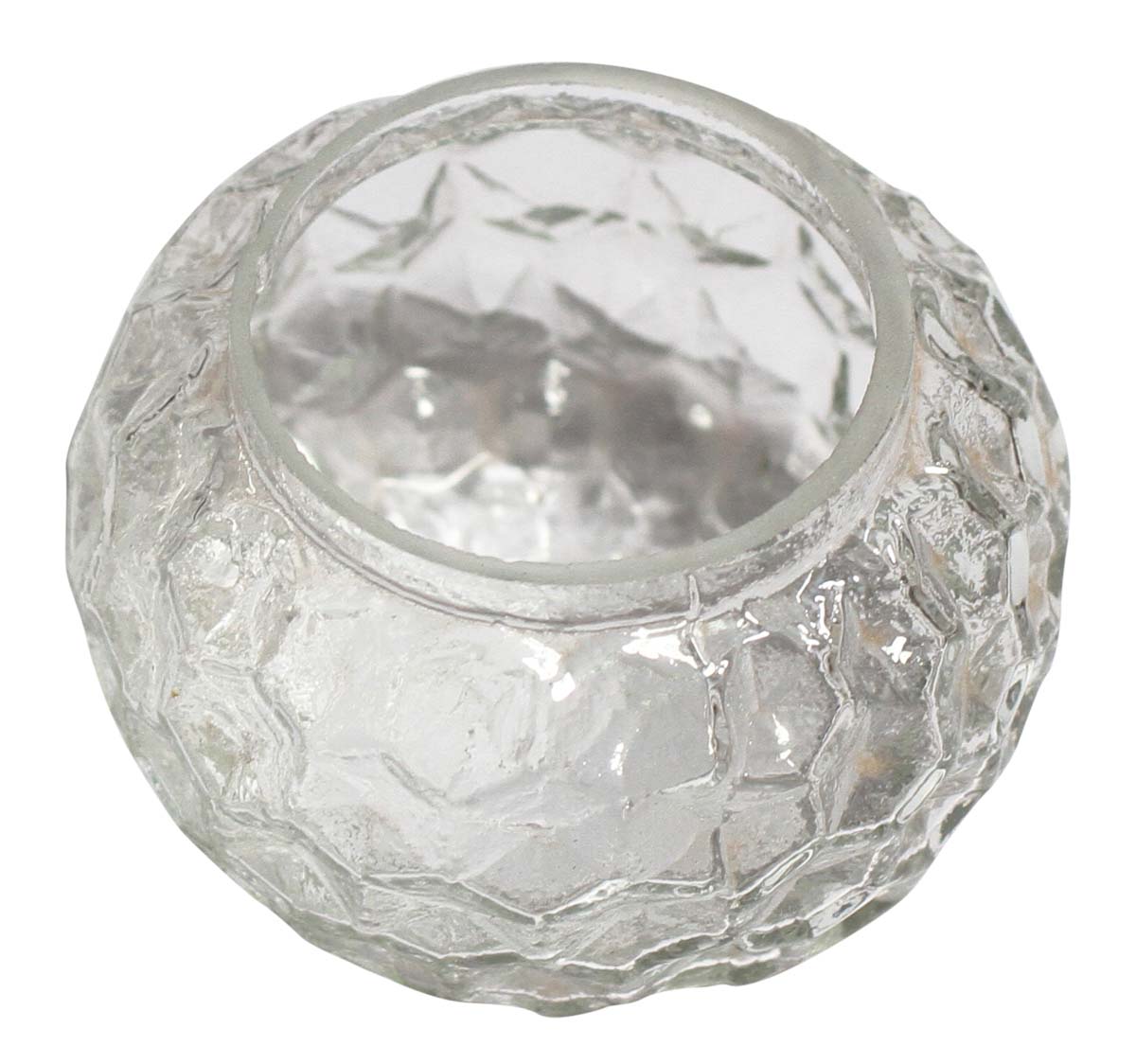 Bulk Wholesale Handmade Transparent Glass Tea-Light Holder / Candle Holder with Crystallized Effect – Antique-Look Décor from India