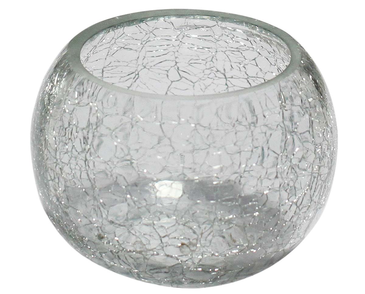 Bulk Wholesale Handmade Transparent Glass Tea-Light Holder / Candle Holder with Crackled Effect – Antique-Look Décor from India